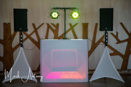 White dj set up at a wedding